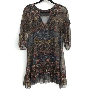 Patterson J. Kincaid embellished floral paisley layered chiffon tunic
